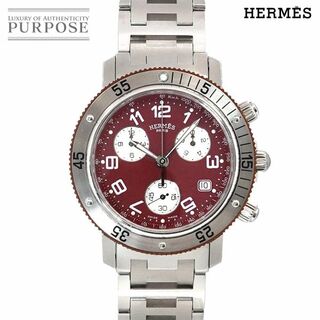 エルメス(Hermes)のエルメス HERMES クリッパー ダイバー クロノグラフ CL2 918 ヴィンテージ メンズ 腕時計 デイト レッド 文字盤 クォーツ Clipper VLP 90189342(腕時計(アナログ))