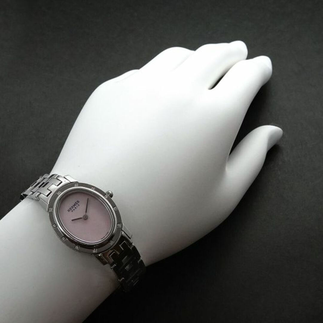 Hermes(エルメス)のエルメス HERMES クリッパー ナクレ オーバル CO1 230 ヴィンテージ レディース 腕時計 ダイヤベゼル クォーツ Clipper VLP 90228062 レディースのファッション小物(腕時計)の商品写真