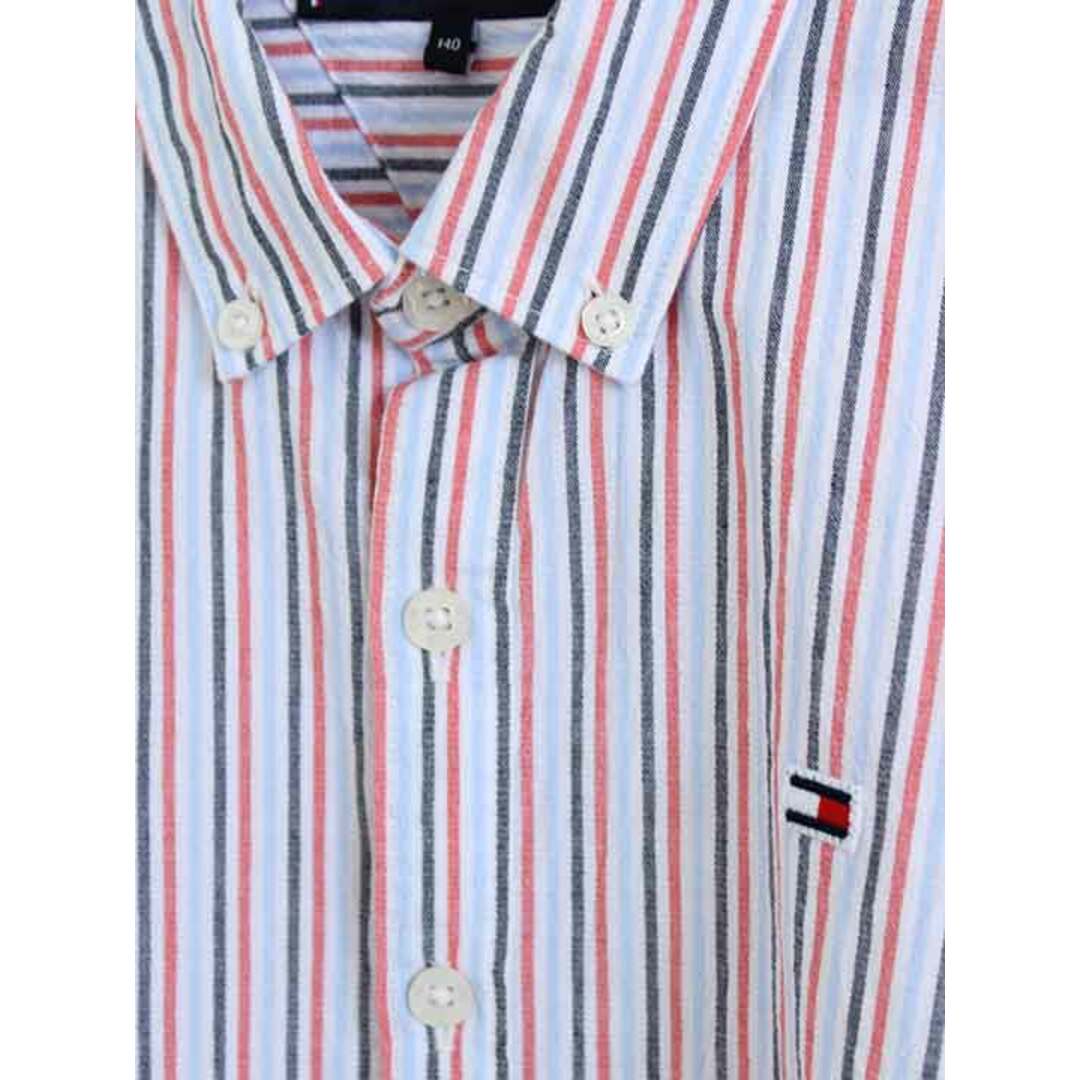 TOMMY HILFIGER(トミーヒルフィガー)の【春夏物 新入荷!】†トミーヒルフィガー/TOMMY HILFIGER†140cm 長袖シャツ 赤×水色【中古】子供服 キッズ kids ジュニア 男の子 春秋 tops 803042 キッズ/ベビー/マタニティのベビー服(~85cm)(シャツ/カットソー)の商品写真