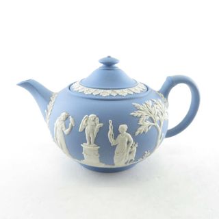 ウェッジウッド(WEDGWOOD)のWEDGWOOD ウェッジウッド ジャスパー ペールブルー ティーポット 茶器 SACRIF/CUPID 希少 レア SU5711U (その他)