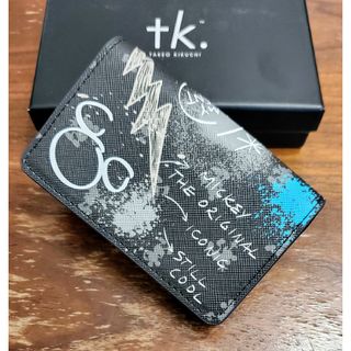 タケオキクチ(TAKEO KIKUCHI)のtk.　新品　メンズ　フェイクレザーカードケース(スクリブル/ブラック)(名刺入れ/定期入れ)