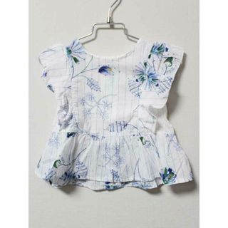 ハッカキッズ(hakka kids)の《ハッカ/HAKKA kids》100cmノースリーブ/ブラウス/袖なし 白×ブルー系【中古】子供服 キッズ kids 女の子 夏 606032 tops(シャツ/カットソー)