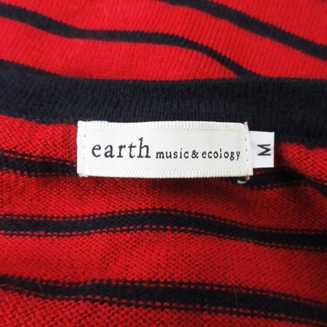 earth music & ecology(アースミュージックアンドエコロジー)のアースミュージック&エコロジー ニット カーディガン 長袖 ボーダー M 赤 黒 レディースのトップス(カーディガン)の商品写真