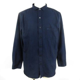 レノマ(RENOMA)のレノマ HOMME シャツ ステンカラー 長袖 薄手 コットン 総柄 XL 紺(シャツ)