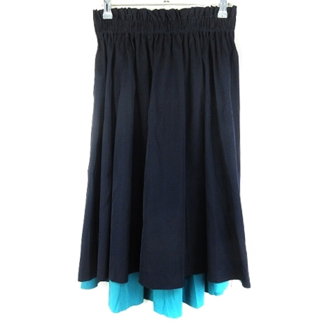 クチュールブローチ スカート フレア ミモレ丈 フィッシュテール 38 紺 青 レディースのスカート(ひざ丈スカート)の商品写真