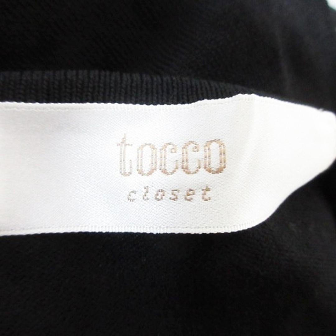 tocco(トッコ)のトッコ ニット ワンピース ミモレ丈 五分袖 Vネック 切替 薄手 無地 M 黒 レディースのワンピース(ロングワンピース/マキシワンピース)の商品写真