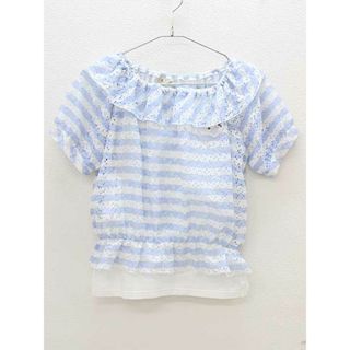 ポンポネット(pom ponette)の▽ポンポネット/pom ponette▽150cm/160cm 半袖ブラウス×キャミソールセット ブルー×白＆白【中古】子供服 キッズ kids ジュニア 女の子 夏 024032 tops(シャツ/カットソー)