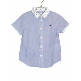 [アルマーニ ジュニア/Armani Junior]106cm 半袖シャツ 紺×白 フォーマル 結婚式 発表会 謝恩会 冠婚葬祭【中古】子供服 キッズ kids 男の子 夏 225032 fml