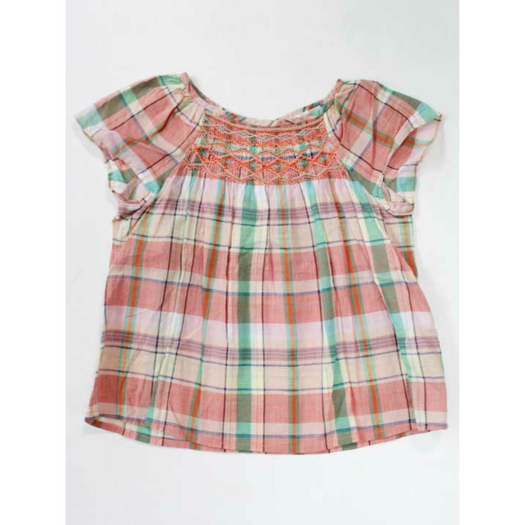 ☆ボンポワン/BONPOINT☆104cm 半袖ブラウス ピンク系 スモック刺? 【中古】子供服 キッズ kids 女の子 夏 205032 tops キッズ/ベビー/マタニティのベビー服(~85cm)(シャツ/カットソー)の商品写真