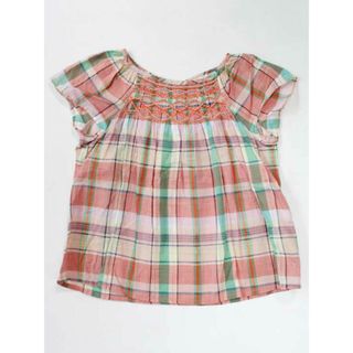 ☆ボンポワン/BONPOINT☆104cm 半袖ブラウス ピンク系 スモック刺? 【中古】子供服 キッズ kids 女の子 夏 205032 tops(シャツ/カットソー)