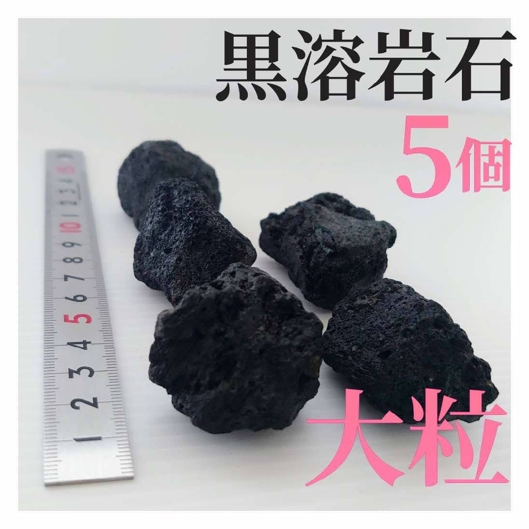 【希少】黒溶岩石 5個 【大粒】☆アクアリウム、テラリウム、コケリウム その他のペット用品(アクアリウム)の商品写真