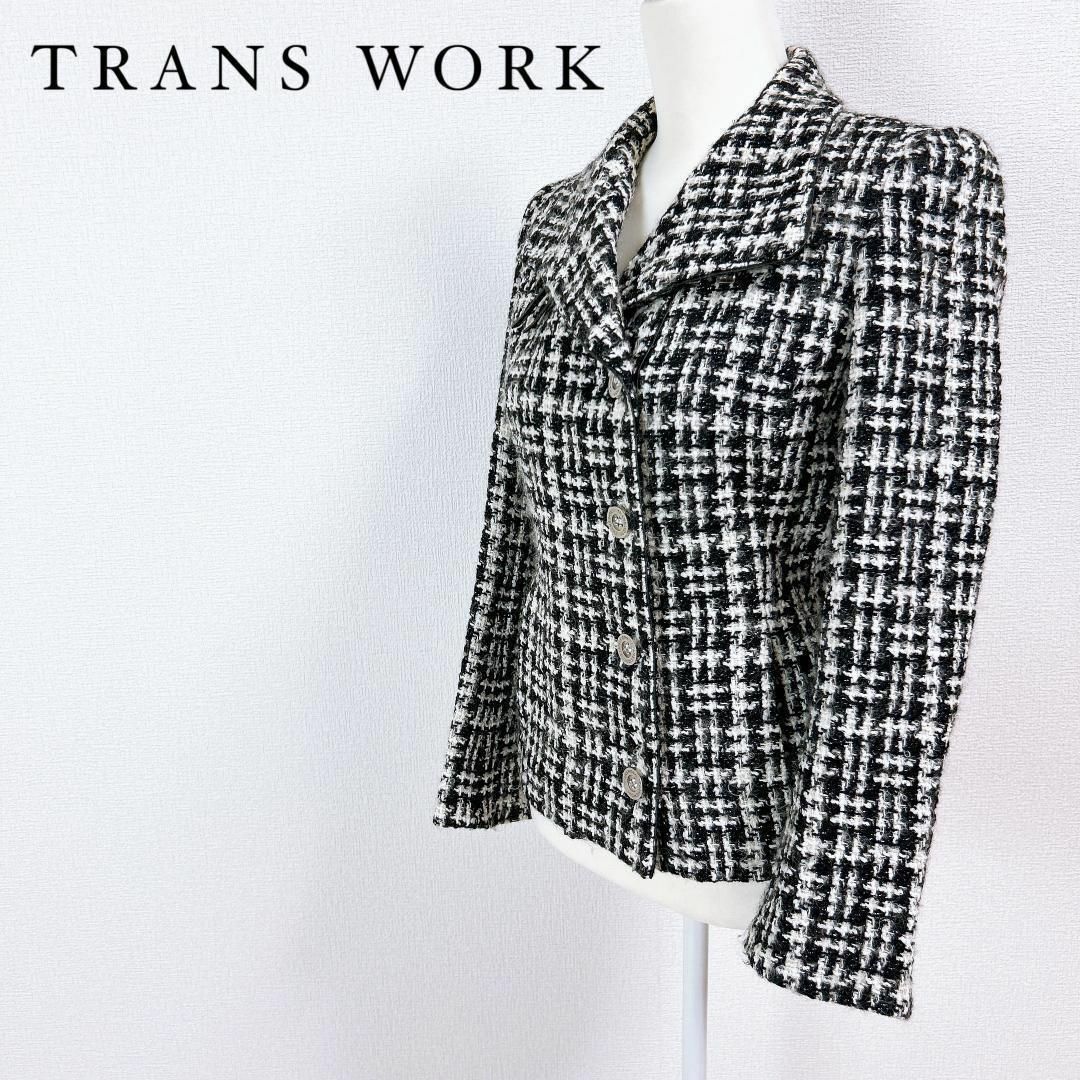 TRANS WORK(トランスワーク)の■TRANS WORKトランスワーク ウールツイードジャケット ハイネック 40 レディースのジャケット/アウター(その他)の商品写真