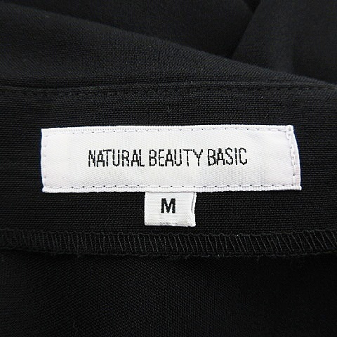 NATURAL BEAUTY BASIC(ナチュラルビューティーベーシック)のナチュラルビューティーベーシック ブラウス カットソー 長袖 薄手 無地 M 黒 レディースのトップス(シャツ/ブラウス(長袖/七分))の商品写真