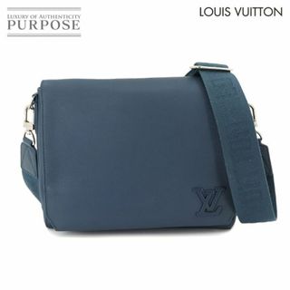 LOUIS VUITTON - ルイ ヴィトン LOUIS VUITTON アエログラム テイクオフ メッセンジャー ショルダー バッグ レザー ブルー M21363 RFID VLP 90225442