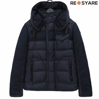 モンクレール(MONCLER)のモンクレール RYAN ライアン ロゴワッペン 異素材MIX 背面 ブロックカットデザイン ジップアップ ダウン ジャケット 46338(ダウンジャケット)