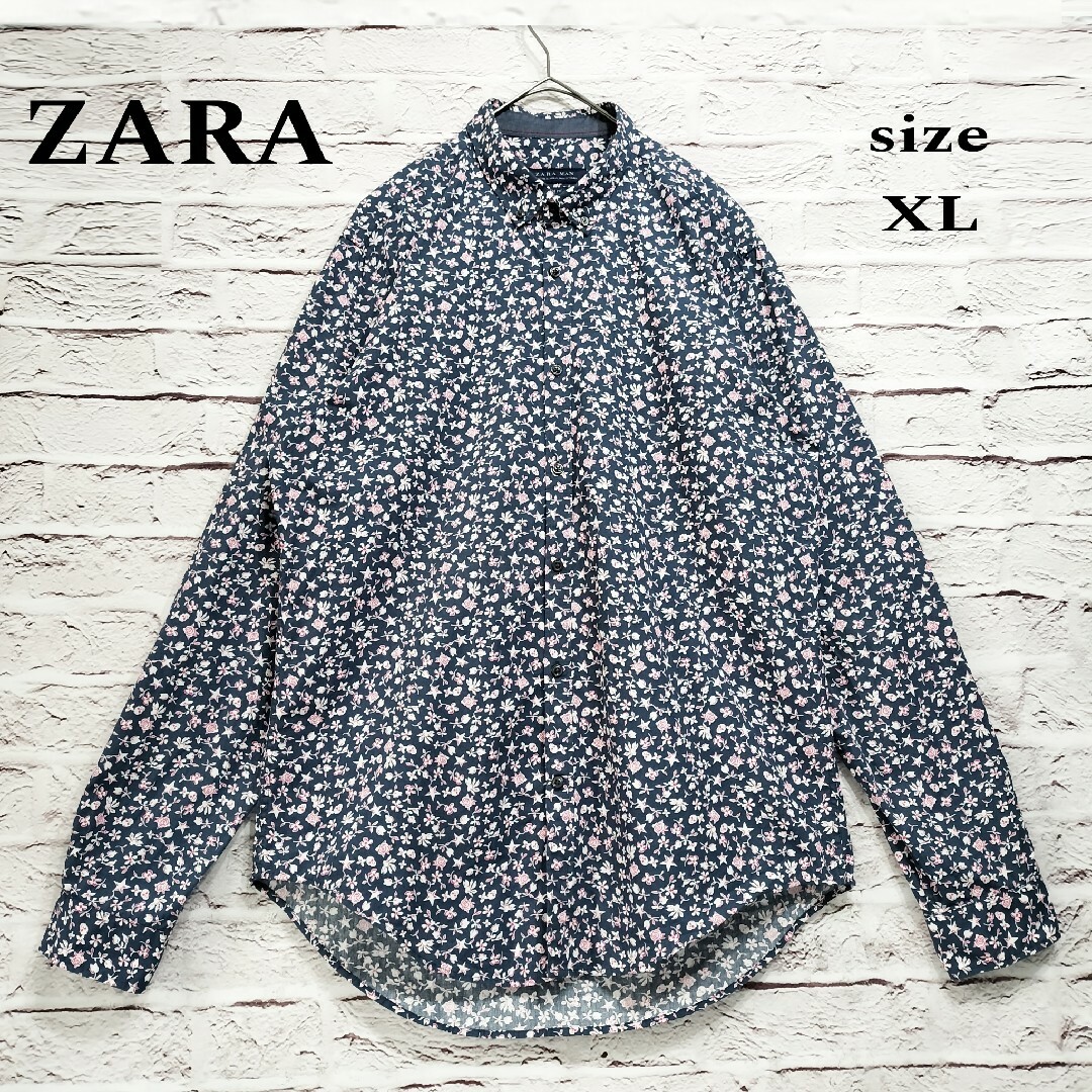 ZARA(ザラ)の【スカル&スター&花柄】ザラ ZARA ボタニカル柄 シャツ BD 美品 メンズのトップス(シャツ)の商品写真