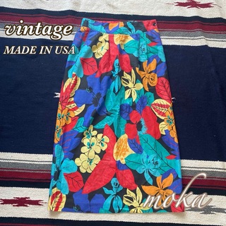 ヴィンテージ(VINTAGE)のvintage 花柄 レーヨン スカート USA製 ビンテージ(ロングスカート)