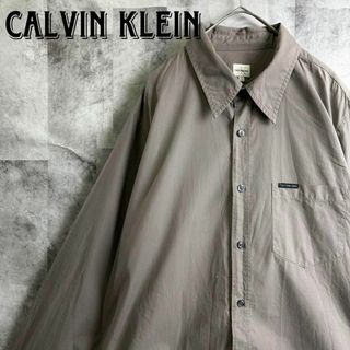 シーケーカルバンクライン(ck Calvin Klein)の美品 ビッグサイズ カルバンクライン シャツ ワンポイントロゴ グレー XL(シャツ)