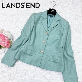 ランズエンド(LANDS’END)のLAND'S END シルク×ウール×リネン テーラードジャケット ライトブルー(その他)