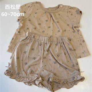 ニシマツヤ(西松屋)の西松屋 小花柄 セットアップ 60~70cm(Ｔシャツ)