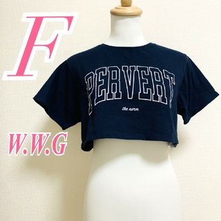 ダブリューダブリュージー Ｆ 半袖カットソー プリント カジュアル ネイビー(Tシャツ/カットソー(半袖/袖なし))