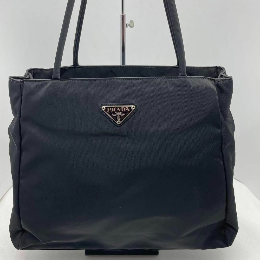 PRADA - 69美品 プラダ ハンドバッグ ナイロン ブラック 三角ロゴ 白