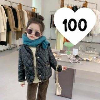 【韓国子供服】キルティングジャケット BLACK 100cm(ジャケット/上着)