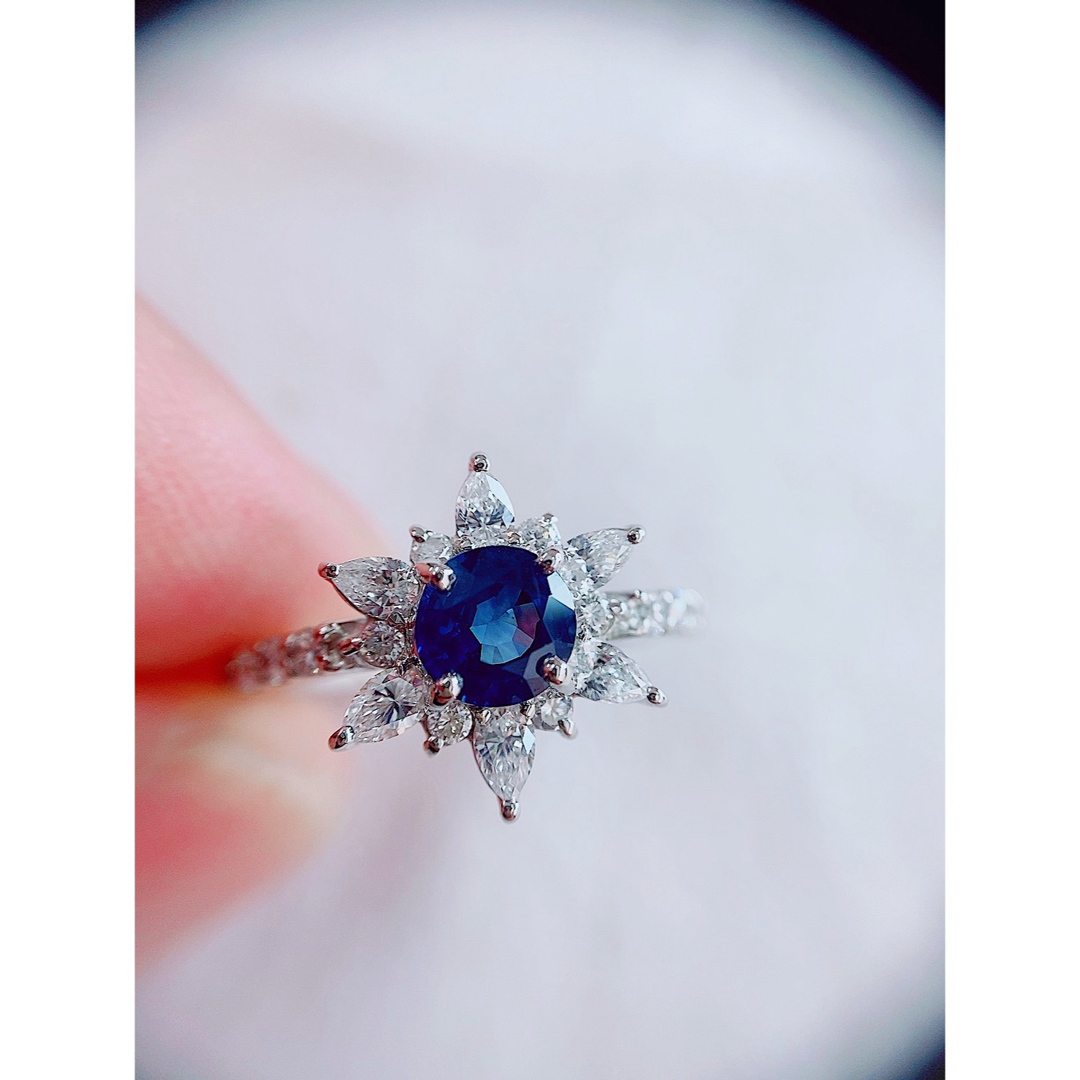 ★1.01ct★✨ブルーサファイア0.75ctダイヤプラチナリング指輪 レディースのアクセサリー(リング(指輪))の商品写真