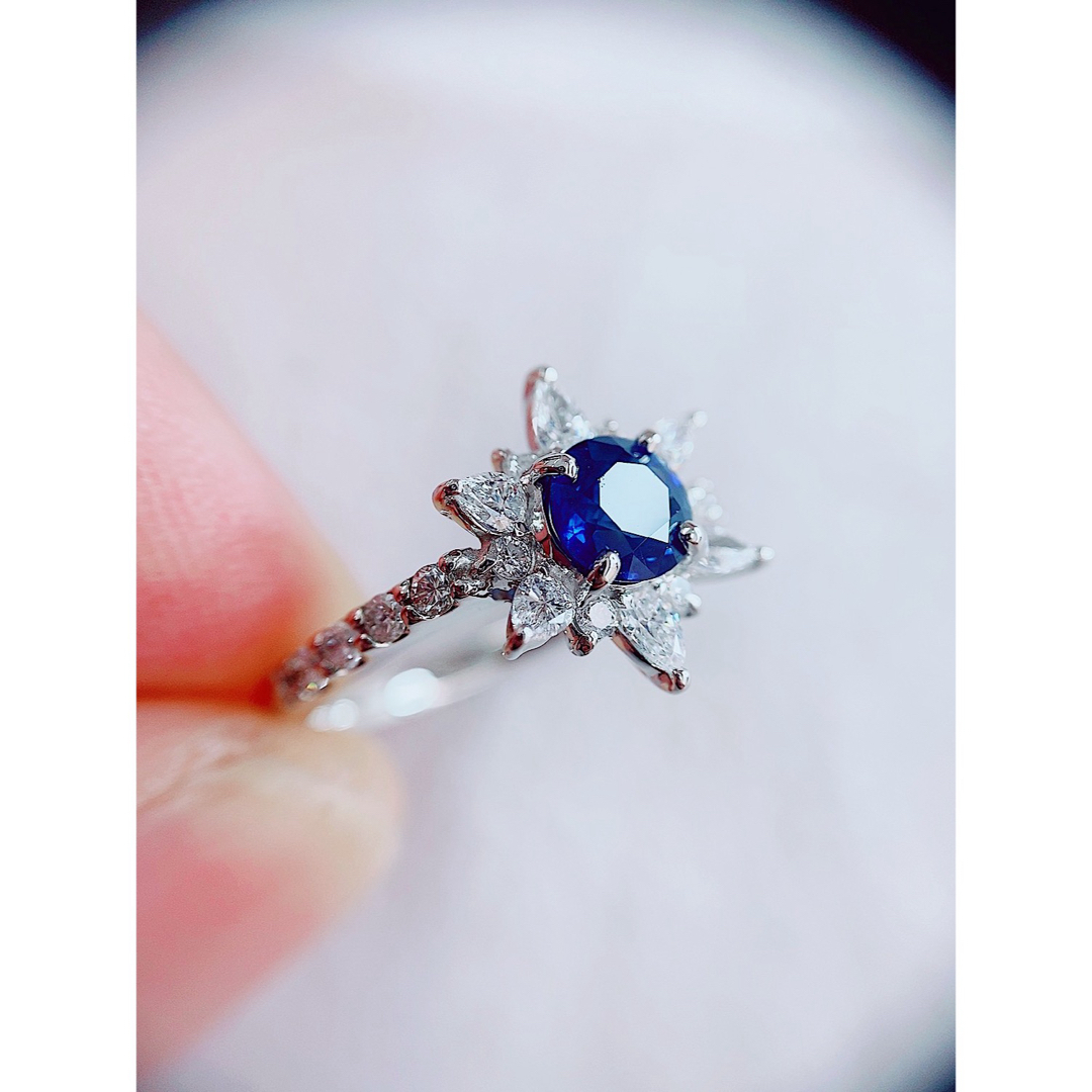 ★1.01ct★✨ブルーサファイア0.75ctダイヤプラチナリング指輪 レディースのアクセサリー(リング(指輪))の商品写真