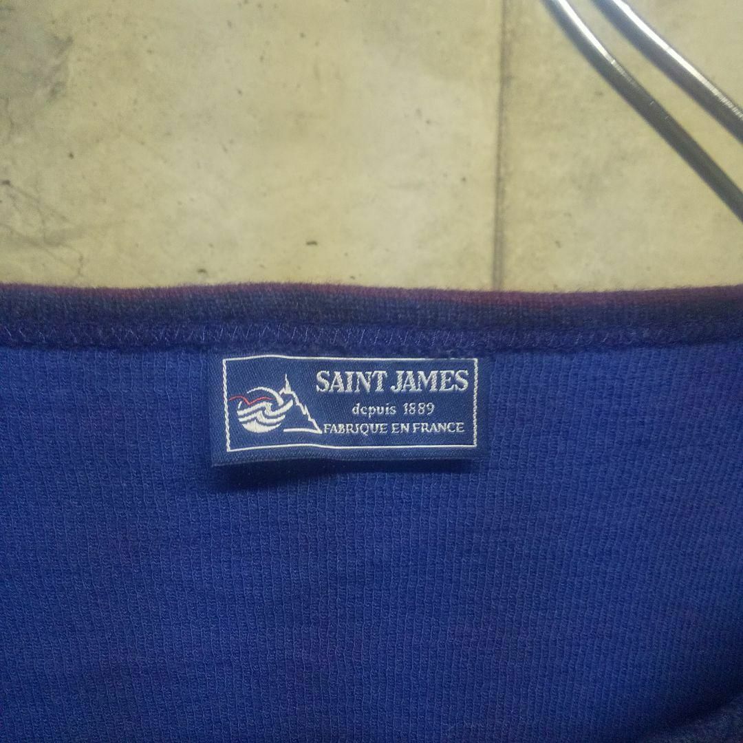 SAINT JAMES(セントジェームス)のSAINT JAMESセントジェームス ボーダー 青×紫フランス製 ウール綿混 レディースのトップス(カットソー(長袖/七分))の商品写真