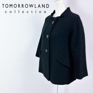 トゥモローランド(TOMORROWLAND)の■トゥモローランド ショート丈Aライン　ノーカラーコート 38 ブラック(その他)