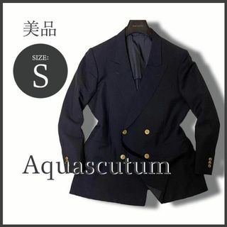 AQUA SCUTUM - 「英」アクアスキュータム 紺ブレザー テーラードジャケット 金釦 S 美品