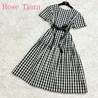 ローズティアラ(Rose Tiara)の美品 ローズティアラ ひざ丈ワンピース 42 ギンガムチェック XL フレア(ひざ丈ワンピース)