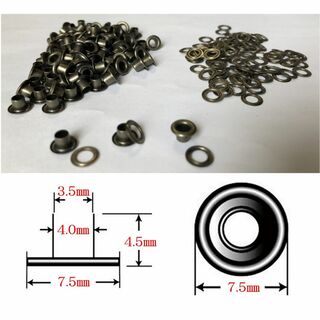 【ハトメ №03（Φ4㎜）】100組アンティークゴールド　座金付  レザークラフ(各種パーツ)