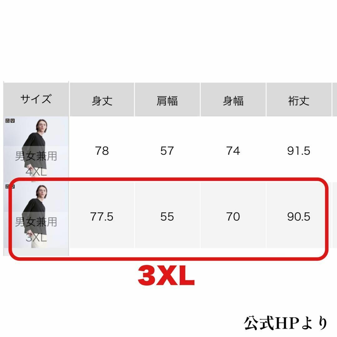 UNIQLO(ユニクロ)のUNIQLO エアリズムコットンクルーネックT（長袖）3XL タグ付き ユニクロ レディースのトップス(Tシャツ(長袖/七分))の商品写真