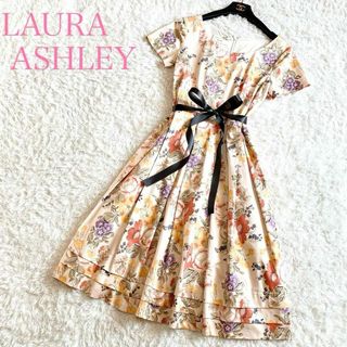 LAURA ASHLEY - 美品 ローラアシュレイ ひざ丈 ワンピース Aライン フレア size2 M