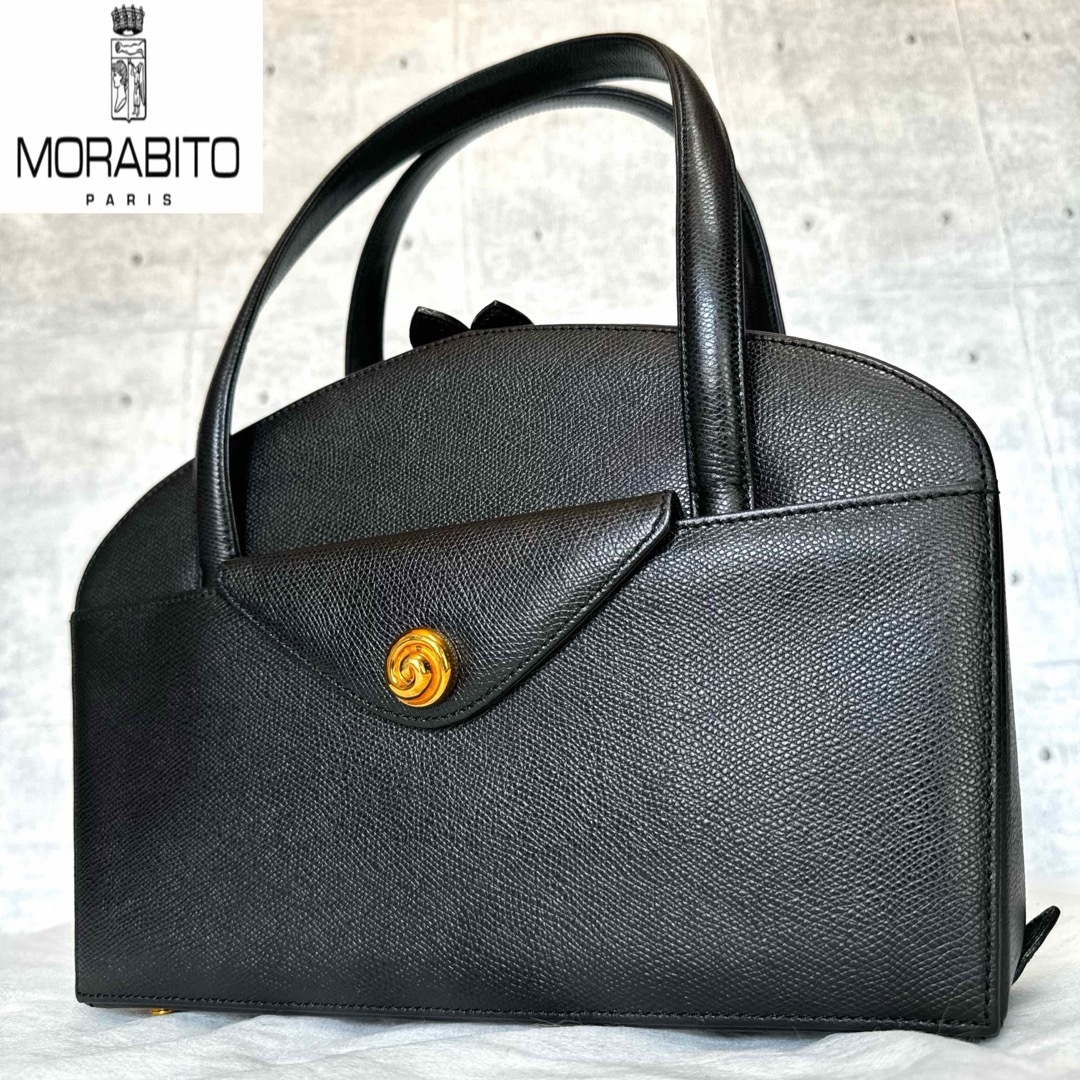 MORABITO(モラビト)の【美品】MORABITO カーフレザー ブラック ゴールド金具 ハンドバッグ レディースのバッグ(ハンドバッグ)の商品写真