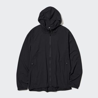 ユニクロ(UNIQLO)のユニクロ　ドライEX UVカットフルジップパーカ（長袖）　ブラック　黒(パーカー)