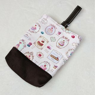 ☆訳あり　ハンドメイド　上履き入れ　シューズケース　マカロン柄　ピンク☆(シューズバッグ)