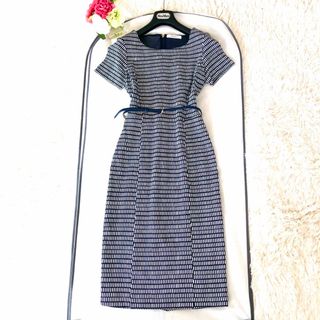 マックスマーラ(Max Mara)の極美品‼️【マックスマーラ】最高級白タグ 美ラインワンピースネイビーホワイト(ひざ丈ワンピース)