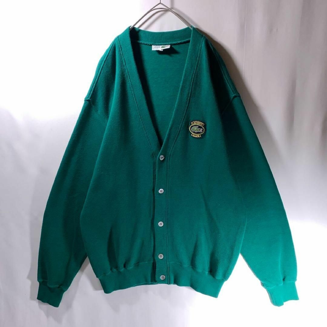 LACOSTE - 90s 古着 CHEMISE LACOSTE コットンニット カーディガン 緑