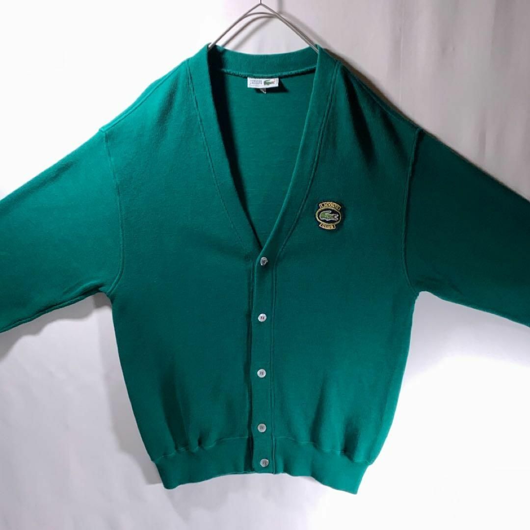 LACOSTE - 90s 古着 CHEMISE LACOSTE コットンニット カーディガン 緑