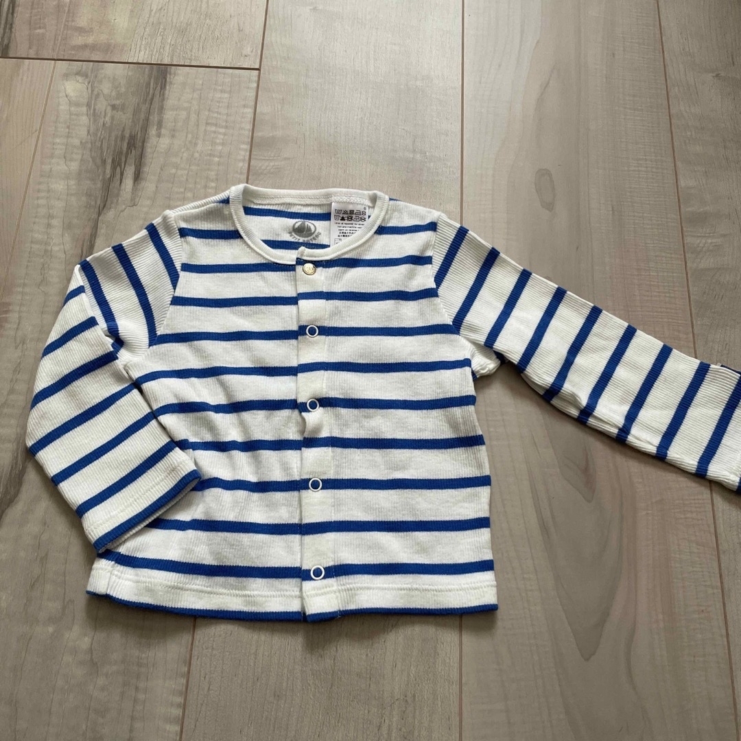 PETIT BATEAU(プチバトー)のプチバトー☆マリンボーダーカーデ キッズ/ベビー/マタニティのベビー服(~85cm)(カーディガン/ボレロ)の商品写真