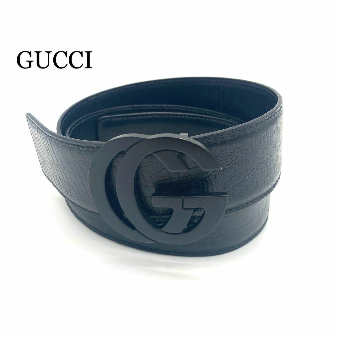 Gucci(グッチ)の【美品】グッチ マーモント ベルト マットブラック レザー インターロッキング メンズのファッション小物(ベルト)の商品写真