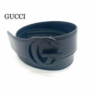 Gucci - 【美品】グッチ マーモント ベルト マットブラック レザー インターロッキング