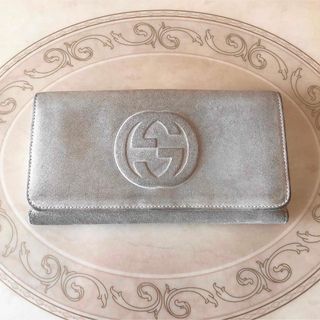 グッチ(Gucci)のGUCCI  グッチ　長財布　スエード皮　LOGO  (財布)