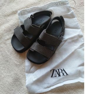 【新品未使用】ZARA ザラ レザーサンダル グレー