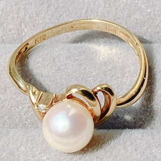 k18 パール　真珠　ダイヤ　指輪　リング(リング(指輪))