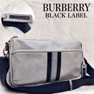 BURBERRY BLACK LABEL - 希少 バーバリーブラックレーベル オールレザー ストライプ ショルダーバッグ