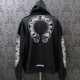 クロムハーツ(Chrome Hearts)のクロムハーツ【CHROMEHEARTS】アーム フローラルクロスプリント スウェット プルオーバーパーカー フーディ ブラック/XLサイズ【中古】121447(パーカー)